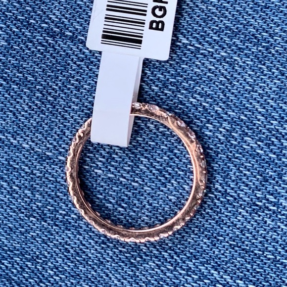 Rose Gold Plated Plated CZ Inlay Eternity Band - Picture 4 of 8